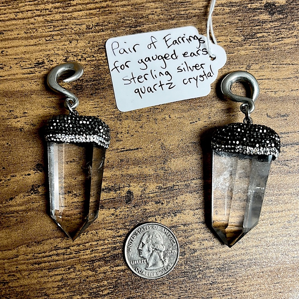 Quartz Crystal Genuine Points - Earring Weights for Gauged Ears